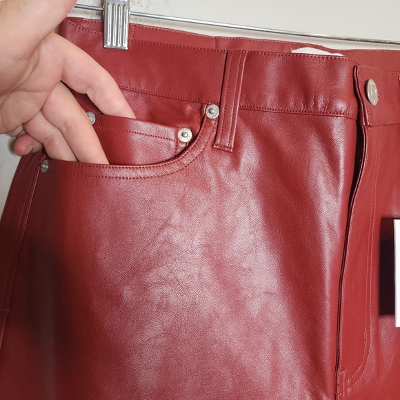 NWT Pistola Red Faux Leather Cassie High Rise Straight Pant Carmine Size 31 (12) - Picture 12 of 16